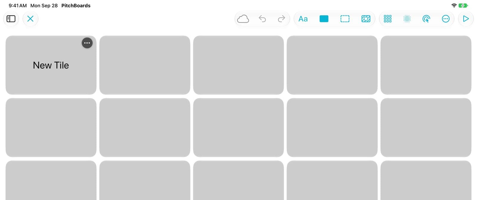 A new, empty grid board with one New Tile.