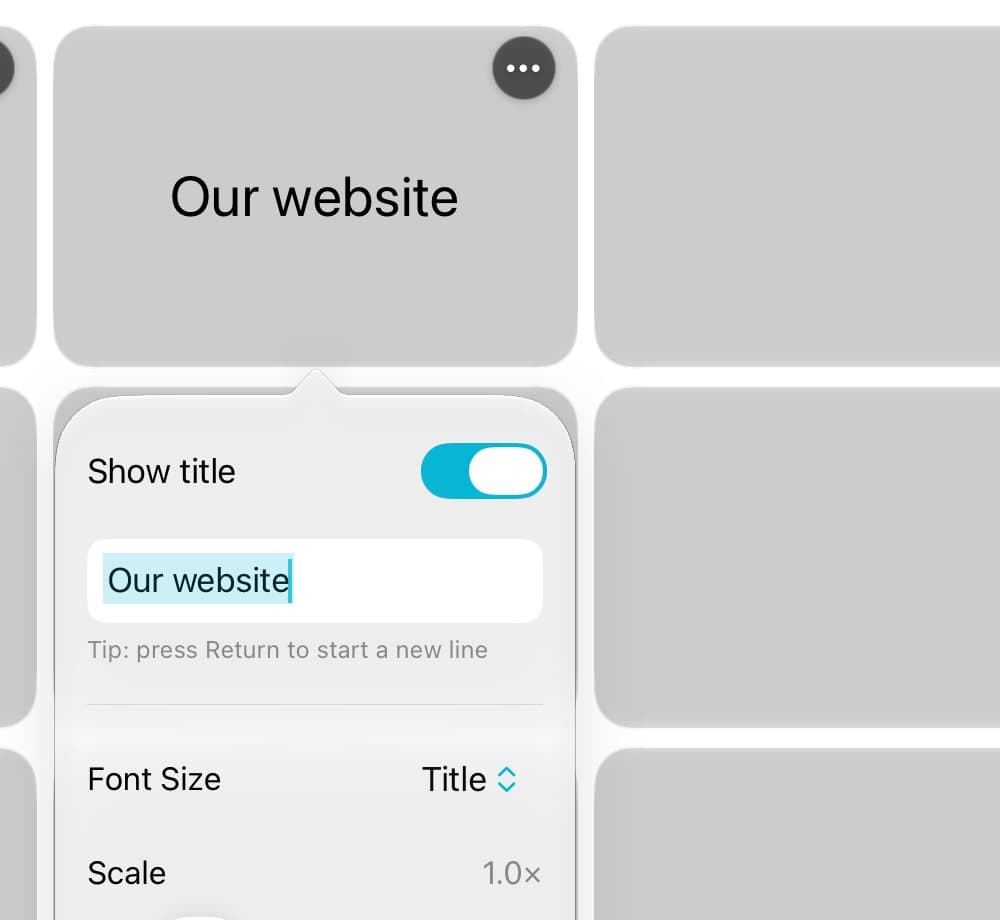 The title box for a tile, with font size, color, and font choices.