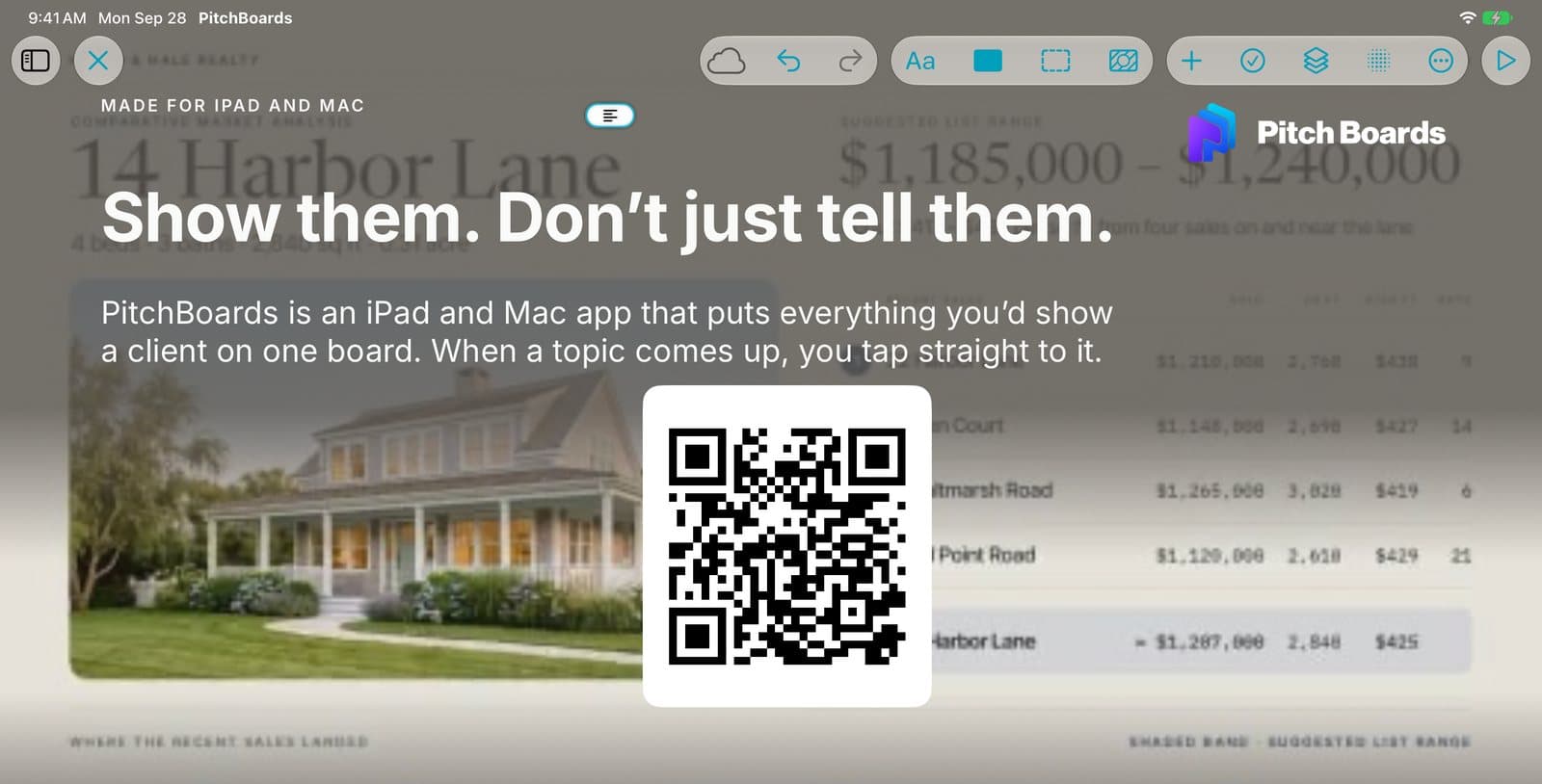 A QR code sitting on the canvas.