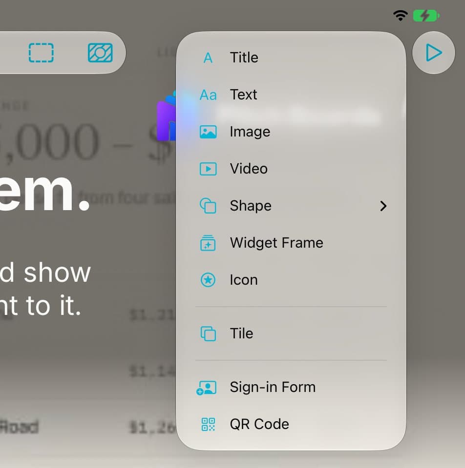 The Add menu.