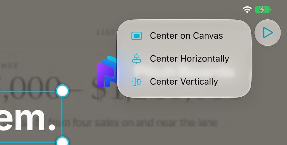 The Center menu.