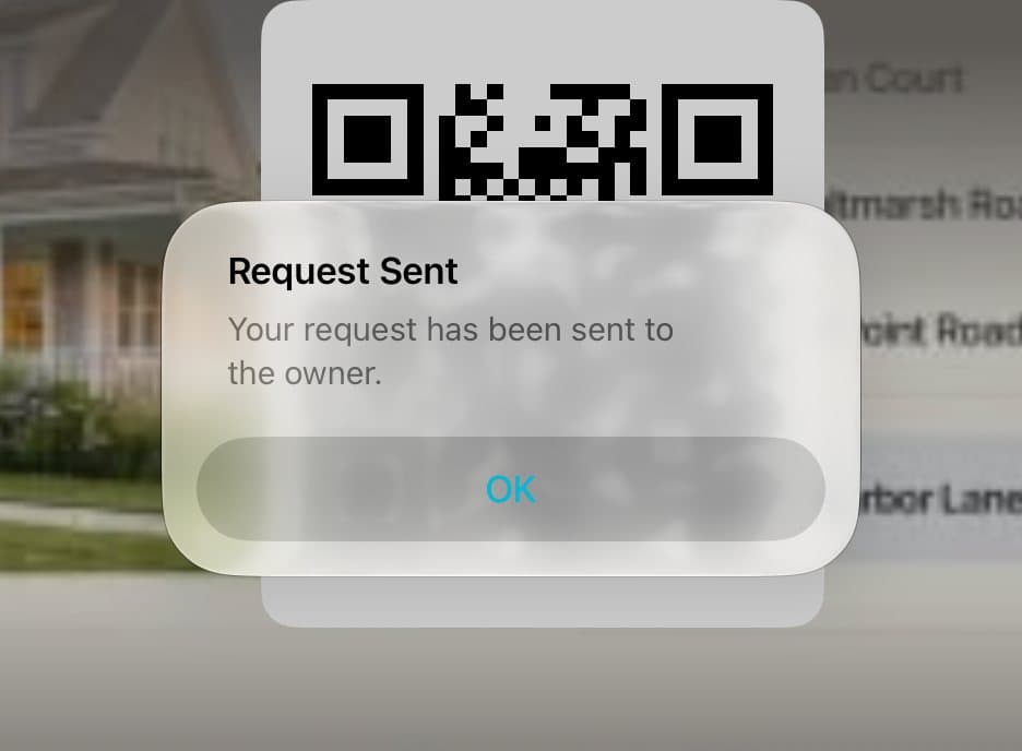 Request Sent: your request has been sent to the owner.