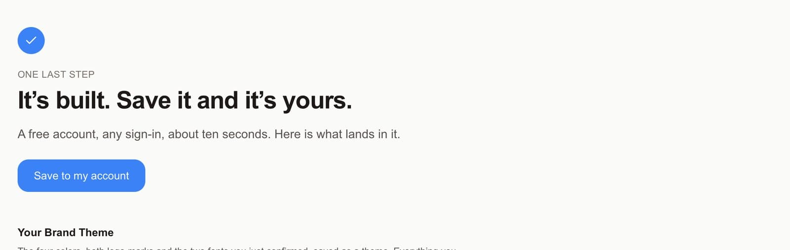 It's built. Save it and it's yours, with the Save to my account button.