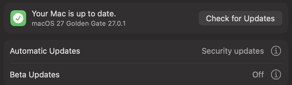 Software Update on a Mac saying Your Mac is up to date.