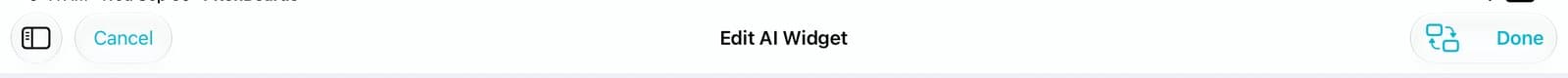 Cancel, Edit AI Widget, and Done at the top.
