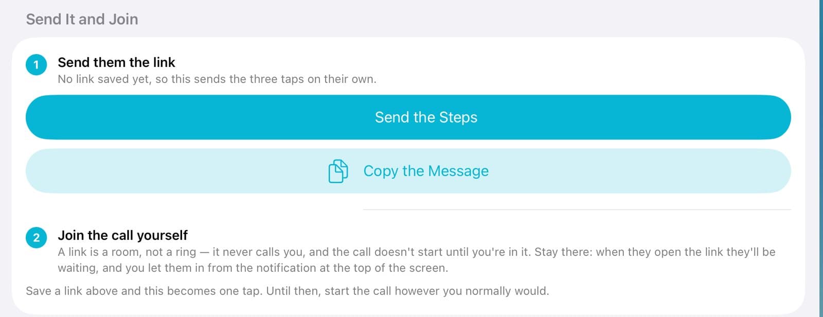 Send them the link, with Send the Steps and Copy the Message.