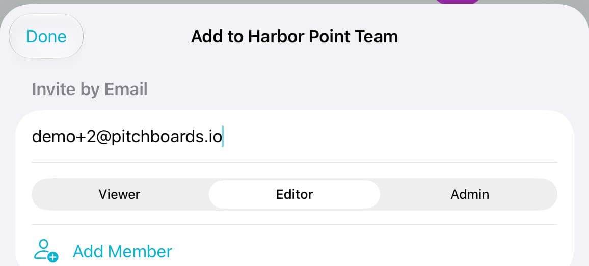 Invite by Email with an email typed and Editor picked.