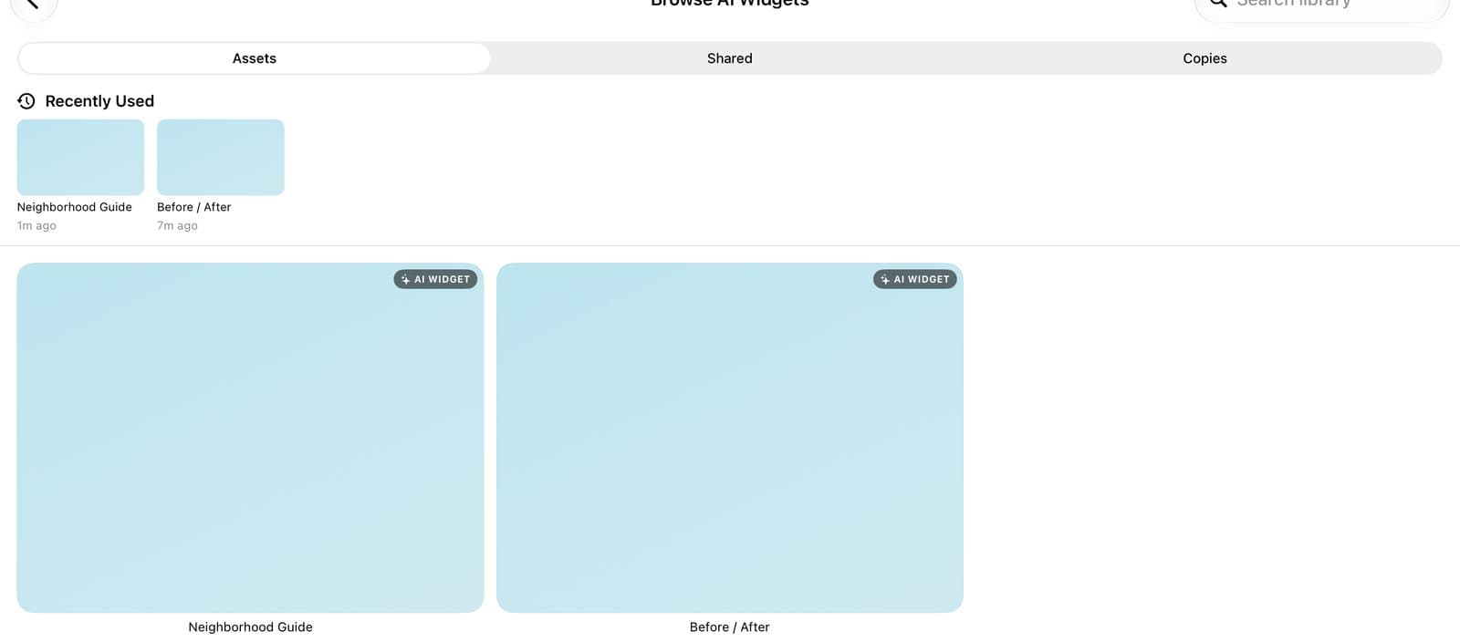 Browse AI Widgets with Neighborhood Guide and Before / After.