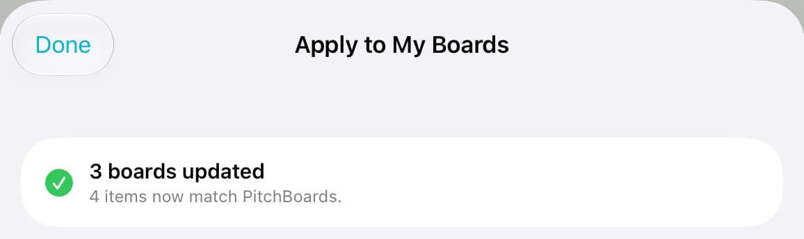 The sheet saying 3 boards updated.