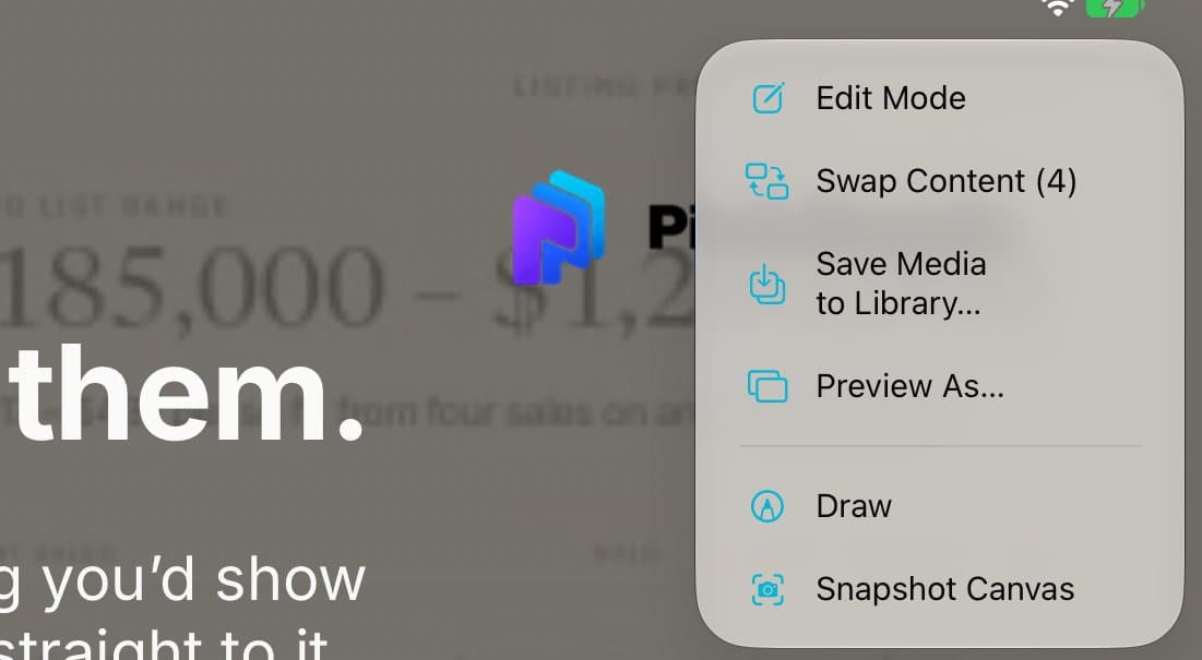 The board's More menu with Swap Content (4).
