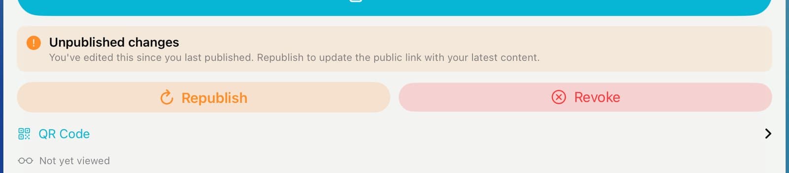 Unpublished changes with the Republish and Revoke buttons.