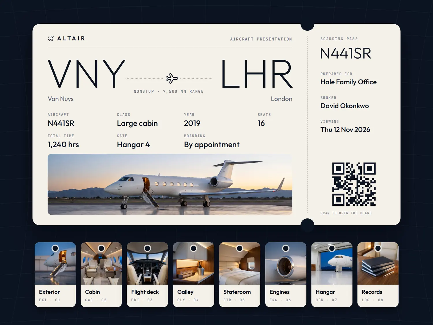 Altair — Boarding pass, built in PitchBoards.