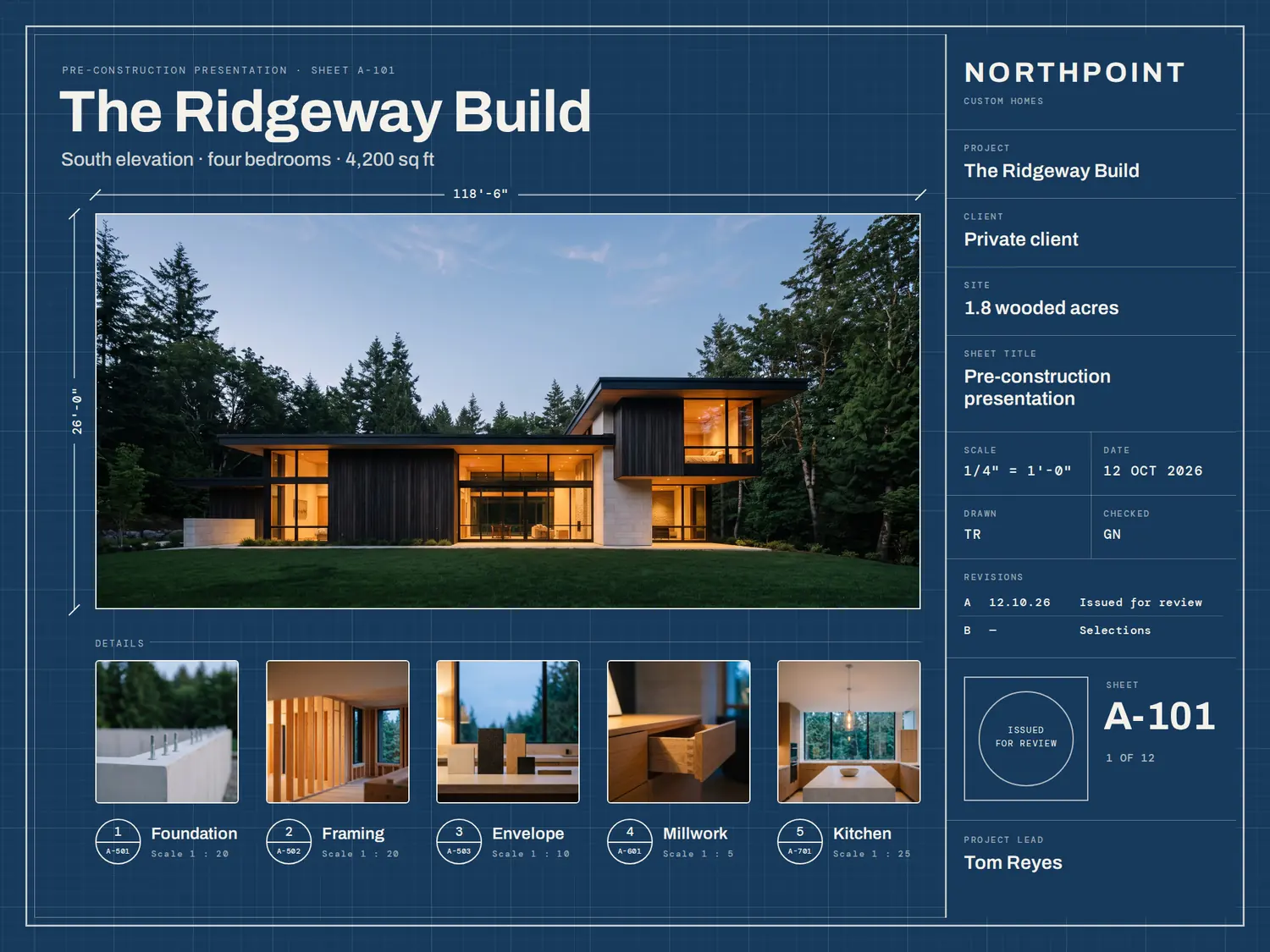 The Ridgeway Build — Drawing sheet, built in PitchBoards.