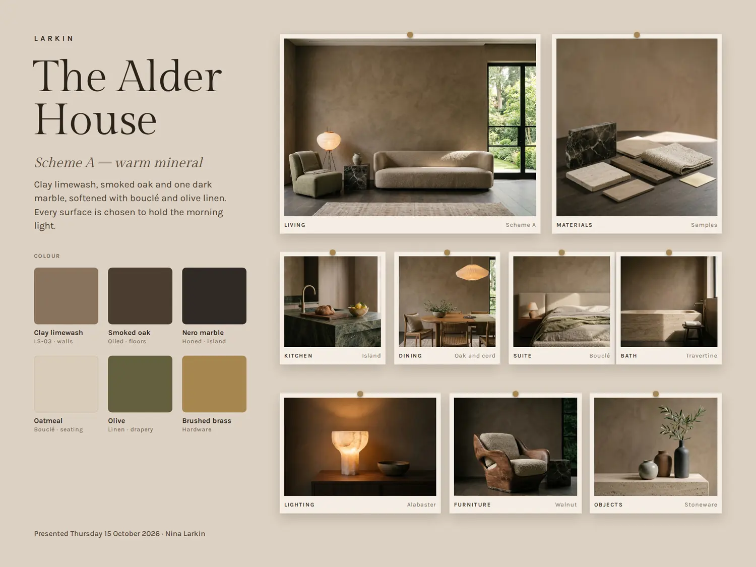 The Alder House — Materials, built in PitchBoards.