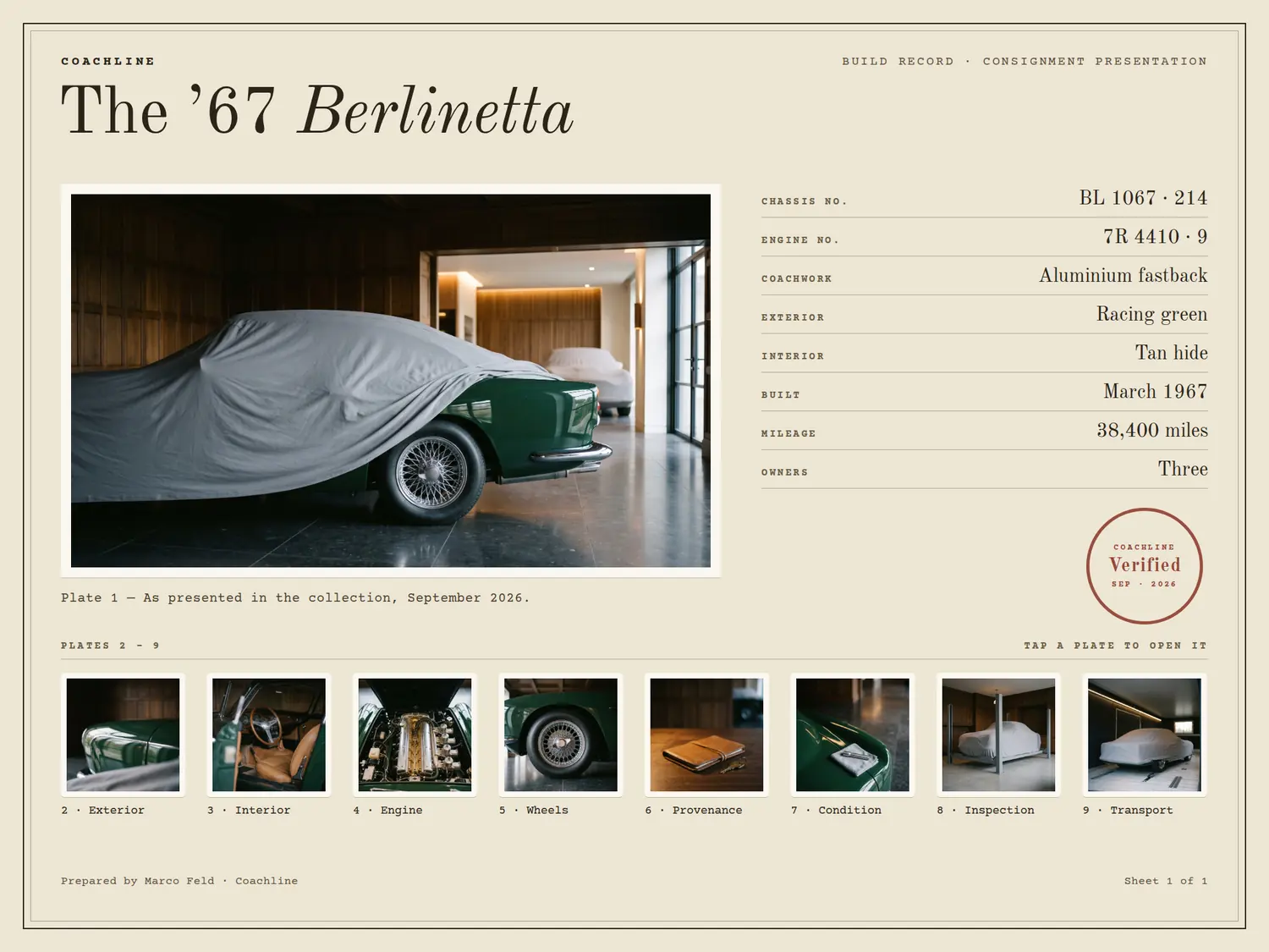 The ’67 Berlinetta — Build record, built in PitchBoards.